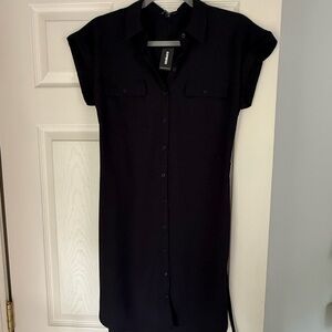 Express Charcoal Button-Up Shirt Dress